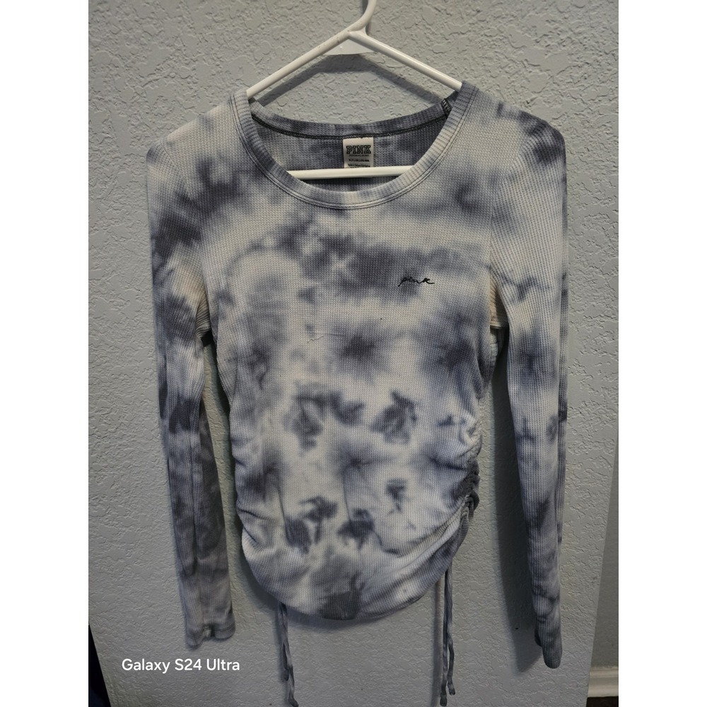 Pink By Victoria Secret Blue Tie Dye Long Sleeve